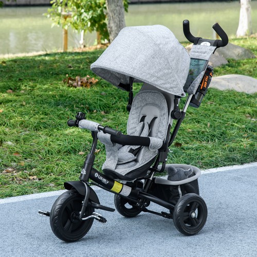 HOMCOM 6 in 1 Kids Trike, Stroller with Parent Handle, Grey - Picture 11 of 12
