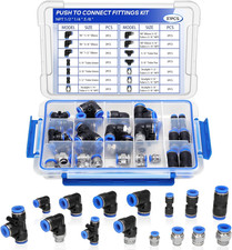 37Pcs Push to Connect Air Fittings Kit - 1/4", 3/8", 1/2" Nylon Tubing Quick