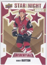 19/20 CREDEN..BARRETT HAYTON..STAR OF THE NIGHT..ROOKIE..CARD # 3S-12..COYOTES