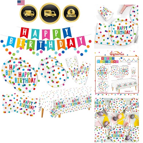 Happy Birthday Decorations: Happy Birthday Party Supplies Set with Birthday D...