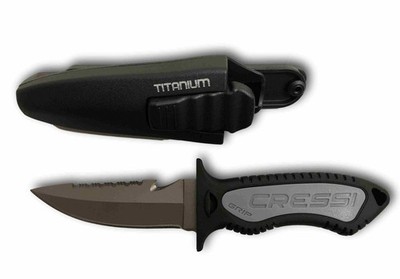 Cressi Grip 16 cm Titan Tauchermesser für Jacket BCD mit Clip und Klett