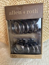 10 Clip Curtain Rings New in Box Oil Rubbed Bronze  1" Diameter Allen + Roth New