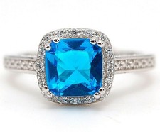 2CT Blue Topaz Topaz 925 Solid Sterling Silver Ring Jewelry Sz 9 NB3-5