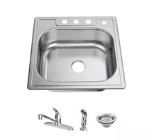 Glacier Bay 25 in. Drop-In Single Bowl 20 Gauge Stainless Kitchen Sink Faucet