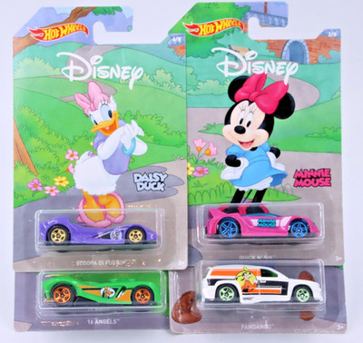 4x Hot Wheels Disney Figuren Auto Set - Goofy-  Daisy - Minnie - Pluto - NEU OVP