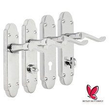 Door Handle Modern Scroll Epsom polish Chrome handles, Bath Lock Latch 168 x40mm