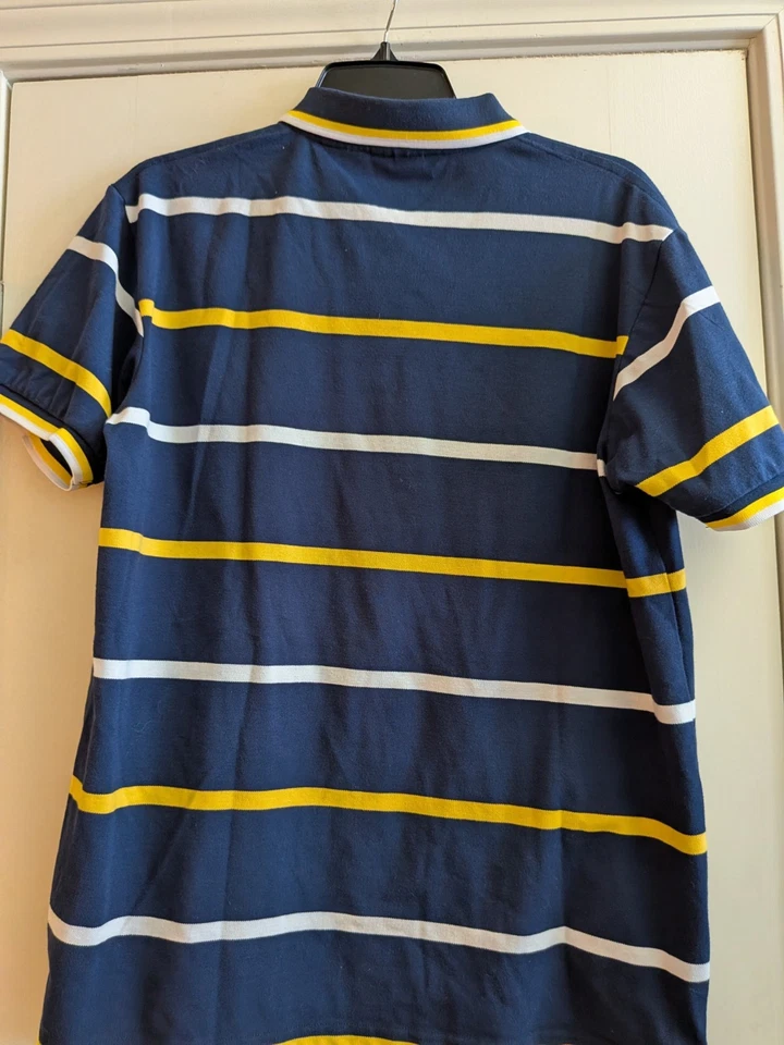 Lacoste Polo Shirt Youth Size 7 Boys 14-16 Navy Blue Striped - Image 3 of 4