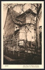 AK Jena, Altes Haus mit Platane zwischem Löbdergraben und Unterlauengasse 