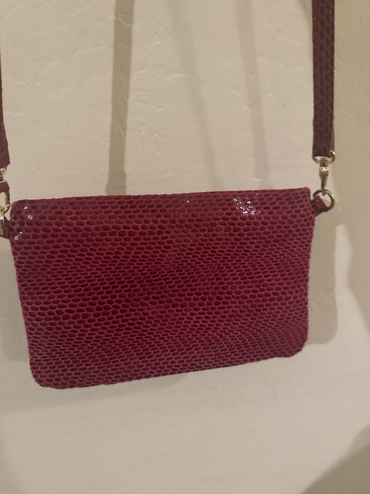 Tory Burch Fuschia Python Print Leather Small Cro… - image 4