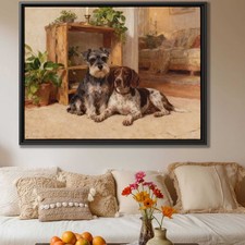 Oil Painting Dog Schnauzer Canvas Print Animal Lovers Living Room Wall Art Decor