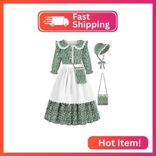 Aoiviss Girls Pioneer Costume Floral Colonial Prairie Dress for Little Kids