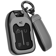 for Chevy GMC Key Fob Cover Accessories-Matte TPU Key Fob Cover with Leather ...