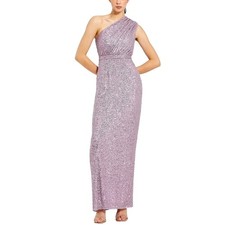 Mac Duggal 26694 Purple Evening Gown Sequined One Shoulder Column Dress Size 8