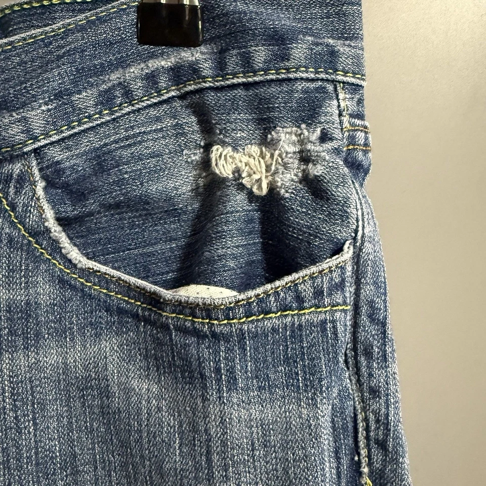 Pantalones de mezclilla Loomstate para mujer de algodón orgánico Justice tiro bajo corte bootcut cintura 34" Foto 4 de 4