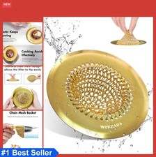 Kitchen Sink Drain Strainer 4.4 Inch Reversible Chain Mesh Basket 304 Stainless