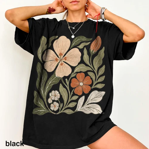 Vintage Botanical Flower Garden Wildflower Graphic T Shirt - product listing photo