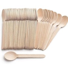 Wooden Disposable Spoons, Eco Friendly Biodegradable Compostable 9.6cm Cutlery