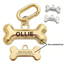 Custom Dog Tags Engraved Personalized Pet ID Name Plate 3D Bone Collar Charm