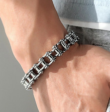 Titanium Stainless Steel Bicycle Bike Link Chain Silver Biker Bracelet Mens' UK