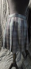 Plaid School Skirt Girl Woman Medium Green Blue Tufengfeng Brand Preowned Good