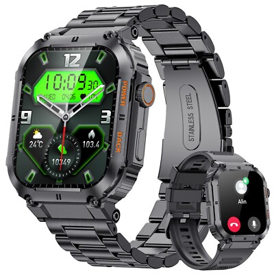 Smartwatch Herren für iPhone Samsung Anruf HD Bildschirm Fitness 50M Wasserdicht