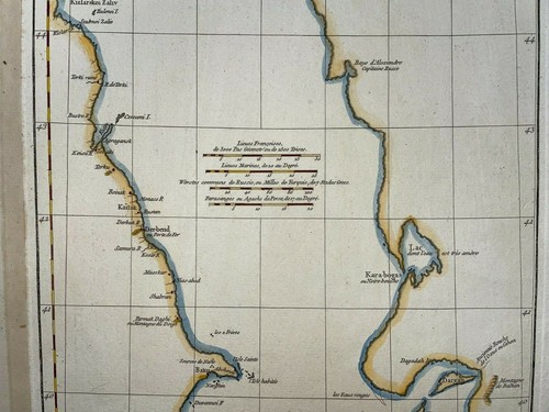 MAR DEL CASPICO 1783 di D'ANVILLE GRANDE ANTICA MAPPA INCISA 18e SECOLO - Foto 3 di 7