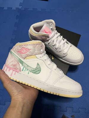 Ice Cream Green And Cream Jordan Air Jordan Mid SE (GS) White
