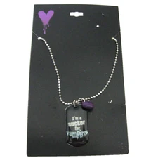 I'm a Sucker for Vampires Necklace Purple Heart Dog Tag