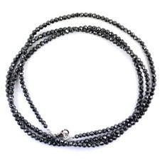 Unisex 4mm Certified Black Diamond Beaded Baseball Player Necklace, 925 Silver