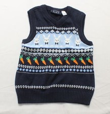The Children  s Place Boy's Intarsia Bunny Sweater Vest AK1 Tidal Size 4T NWT