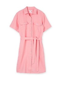 pink linen shirt dress
