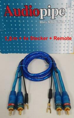 AUDIOPIPE Cinchkabel Chinch 4x Stecker 2-fach abgeschirmt + Remote 1,8m