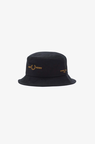 🔵 NEW FW 21/22 FRED PERRY HW2641 BUCKET HAT CAPPELLO PESCATORE NERO BLACK  MODER | eBay