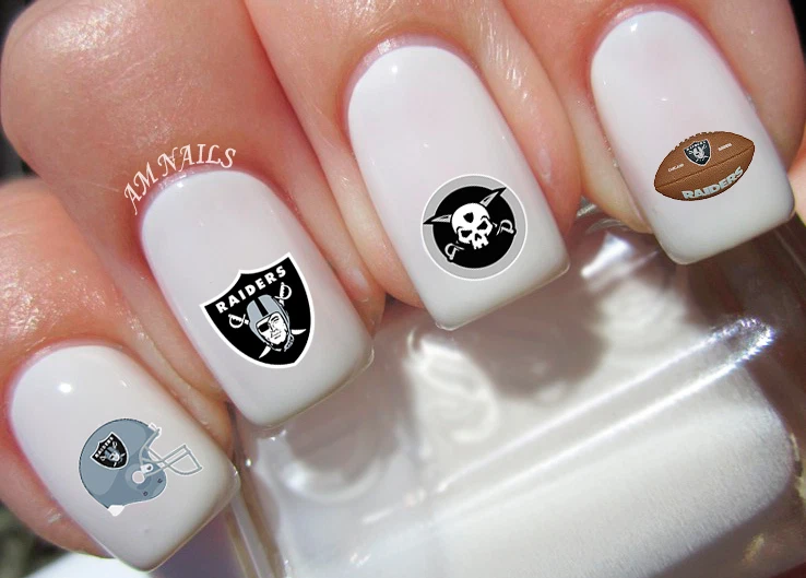 HANDMADE Las Vegas Raiders Nail Art Stickers Transfers Decals Set of 38 - A1316
