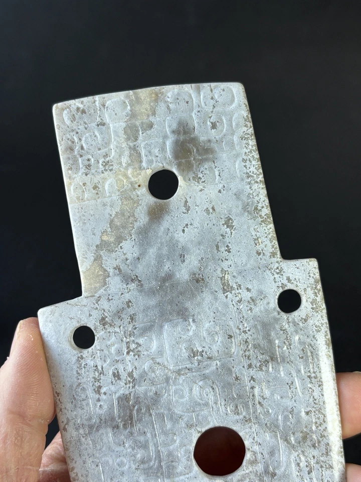 Espada de jade antiga chinesa esculpida em jade Ge adaga-machado - Imagem 3 de 4