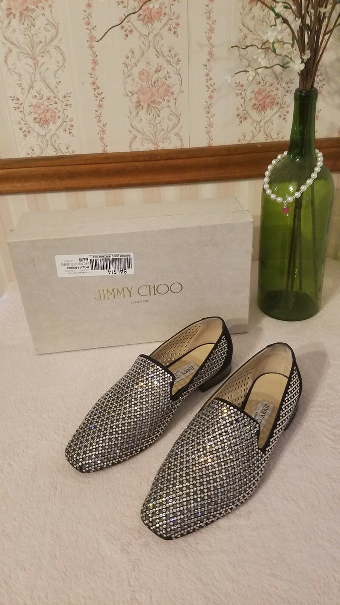 Jimmy Choo Jaida Flat Diamond Perforated Suede with Crystal Hotfi