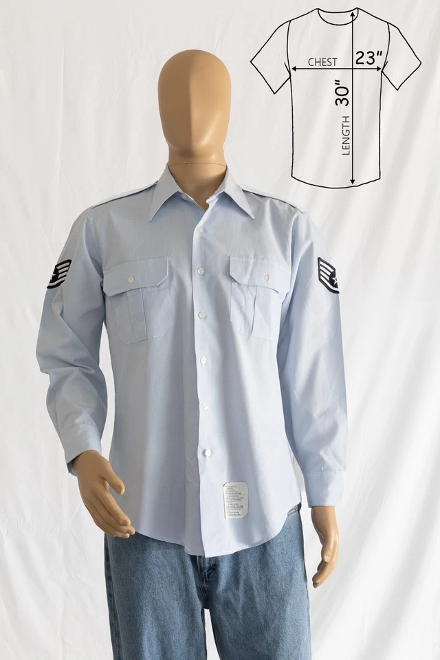 Camisa Uniforme De Colección USAF Para Hombre Manga Larga Talla 15.5 DSCP Wings Collection Foto 2 de 4