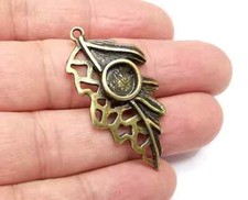 Leaf Pendant Bezel, Resin Blank, inlay Mounting, Mosaic Frame Cabochon Base