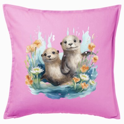 Kissenbezug Pink Otter Fischotter Otterfamilie Otter Baby Ozean Mittelmee 404248