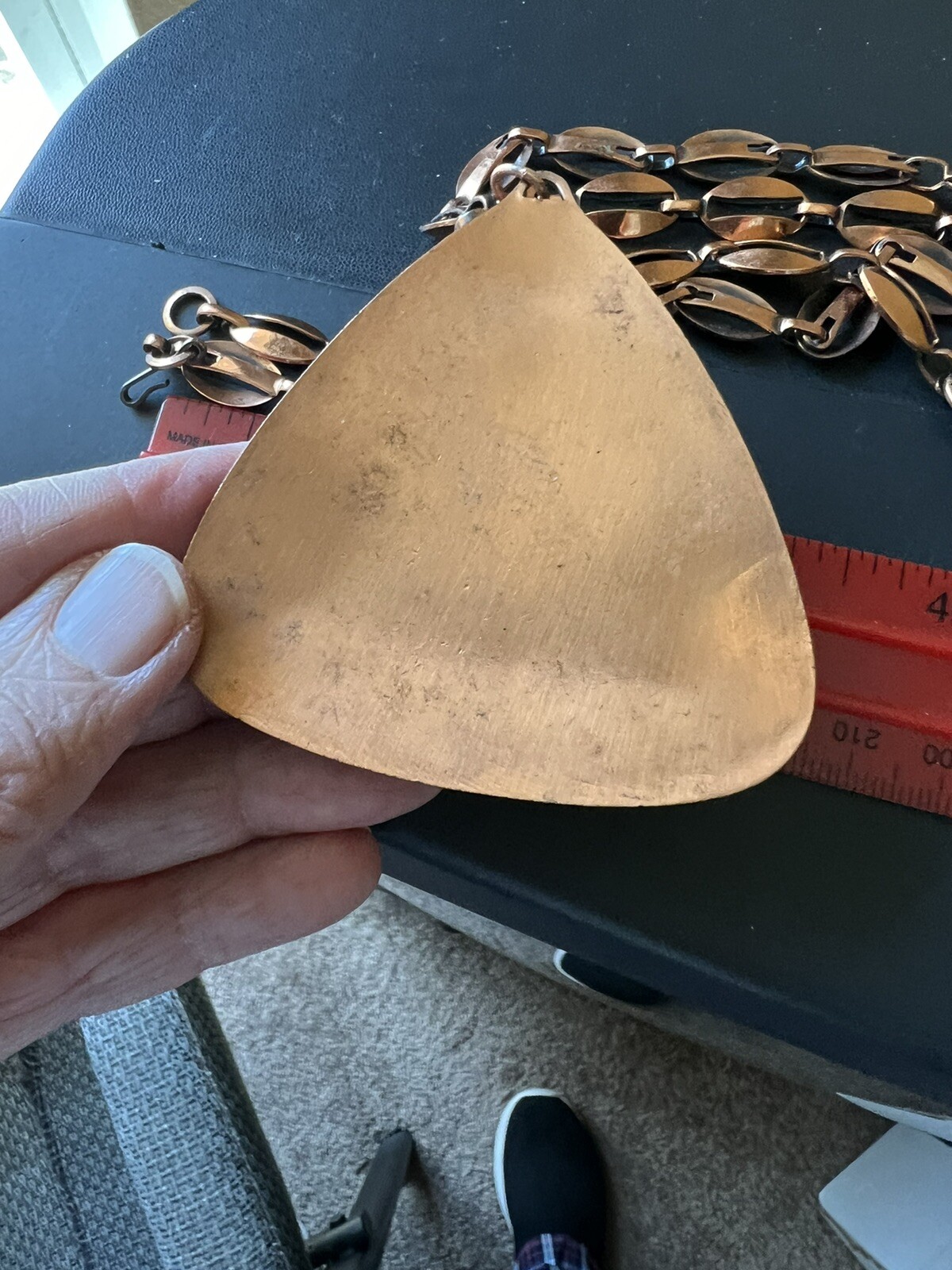 Solid Copper Vintage Triangle With Chain Necklace - image 8