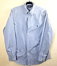 Polo Ralph Lauren Oxford Shirt Mens 16 34/35 Blue plaid Long Sleeve