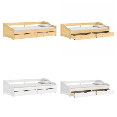 Tagesbett mit 2 Schubladen IRUN 90x200 cm Massivholz Kiefer Schlafsofa Daybed