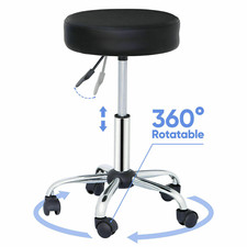 Hydraulic Chair Swivel Rolling Stool Adjustable Height Salon Massage Stool Black