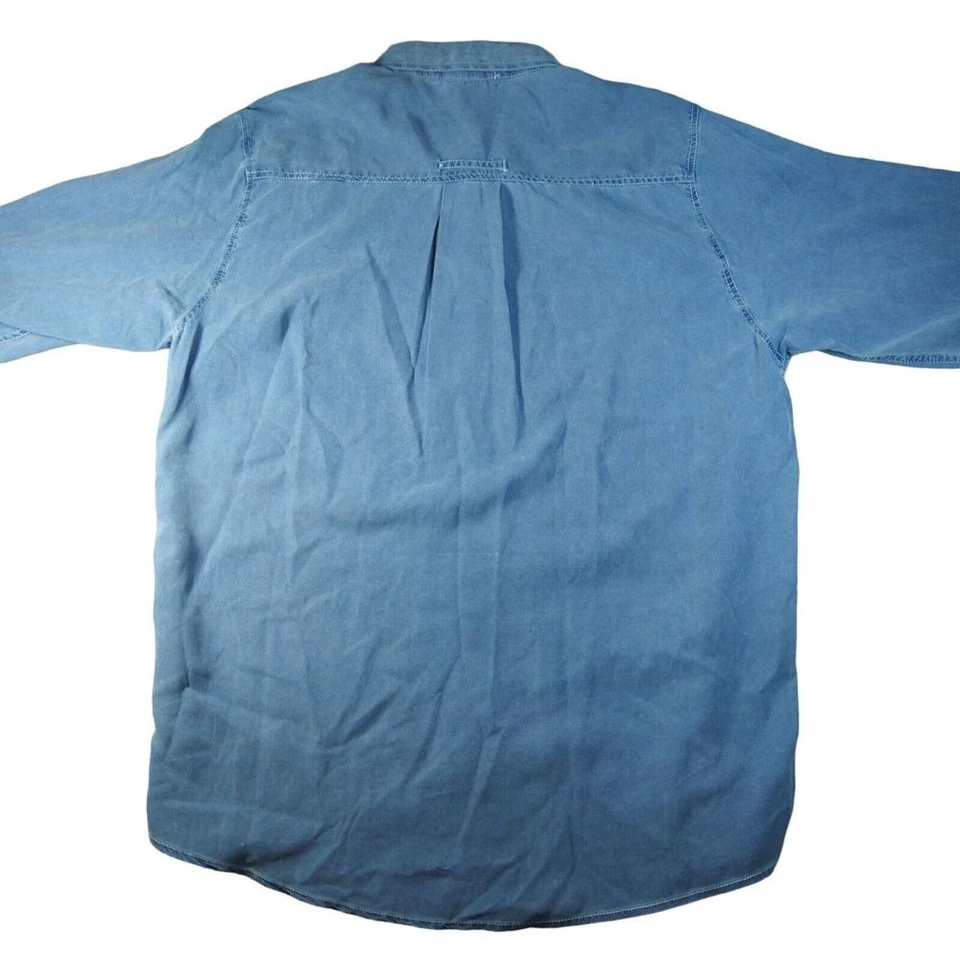 Camisa Tulliano Para Hombres XL Abotonada 100% Seda Cuello Recortado Azul Informal Adulto Foto 2 de 4