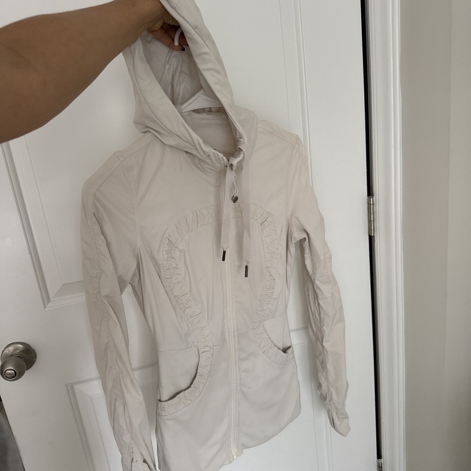Lululemon W4BCI Cream Ivory Full Zip Hooded Define Athletic Jacket Size