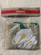 Beachwood Ltd White Cala Lily Flowers Wind Sock Brand New NOS 15 In”