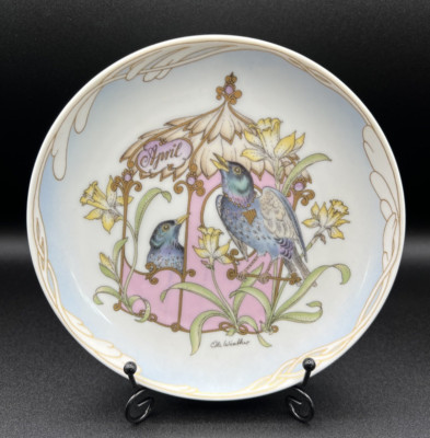 Hutschenreuther Germany Plate - April Birthday - Starling Bird & Narcissus 