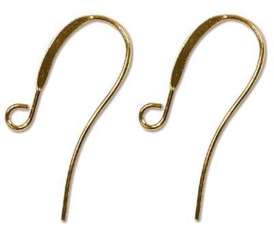 Ear Wire, Gold Plated Brass 26mm Long Flattened Fish Hook Earrings 12 OR 144