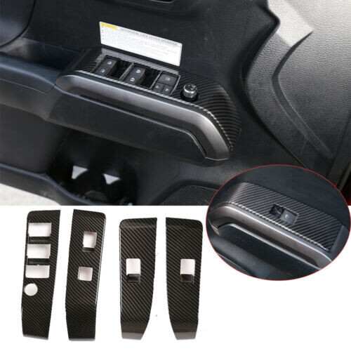 4*Carbon Fiber ABS Door Window Lift Switch Button Trim For T@yota T@coma 2016-20 - Picture 1 of 11