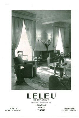 Alte Reklame Leleu Dekorateur Paris New York 1953 aus Zeitschrift